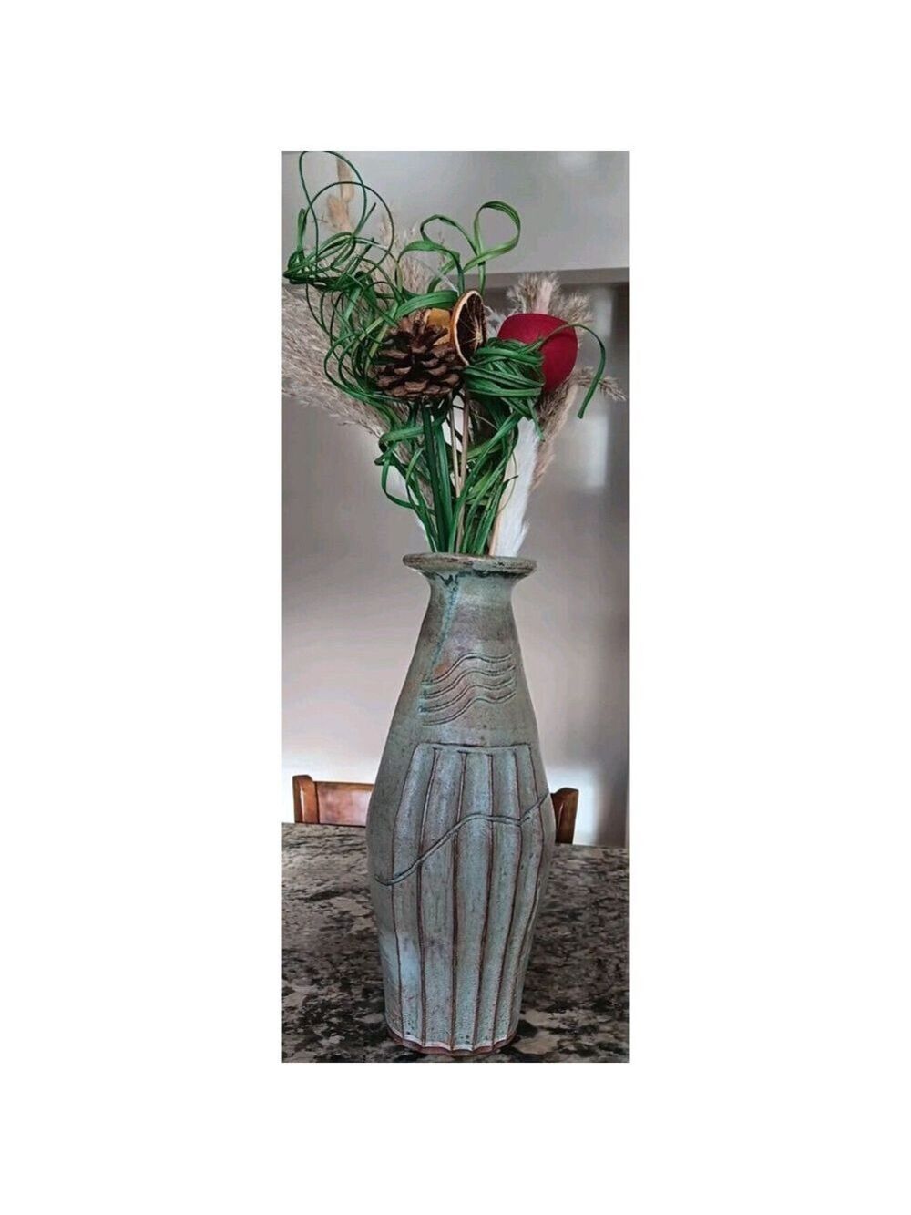 Gorgeous Handcrafted Artisan Vase Signed Green/Teal/Brown Masterpiece